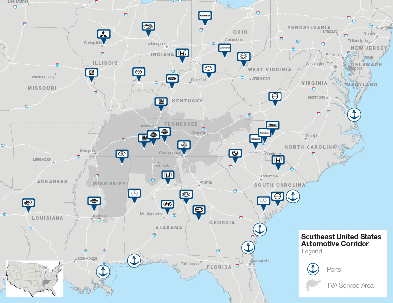 Southeast United States Automotive Corridor