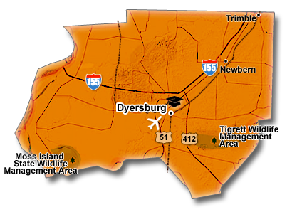 Dyer County, TN Map